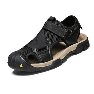 Mode sommarmens 2021 kvinnor sandaler svart beige mesh läder sandstrand sandal män skor storlek 38-44 kod: 93-1801761