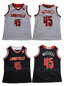 NCAA College Basket 45 Donavan Mitchell Jersey University Team Svart färg Vit bort för sportfläktar Andas ren bomullsbroderi och sy toppkvalitet