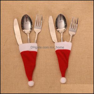 Festive Supplies & Gardenchristmas Hats Christmas Ornament Snowman Hat Gift Bag Knife Fork Er Set For Home Party Dinner Decorations Drop Del