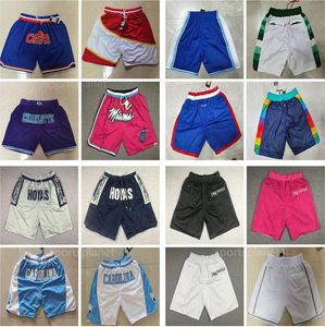 21/22 All Team Just Don Basketball-Shorts, Mesh-Retro-Sport-Hip-Pop-Hose mit Taschen-Reißverschluss, Jogginghose, Georgetown Hoyas Movie, Michigan, North Carolina, Tar Heels Short