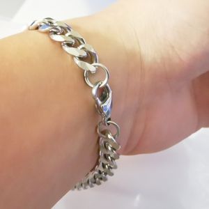 5pcs mycket rostfritt stål Curb Chain Armband Bangle Silver 8mm 22cm i bulk smycken för kvinnor mens gåvor