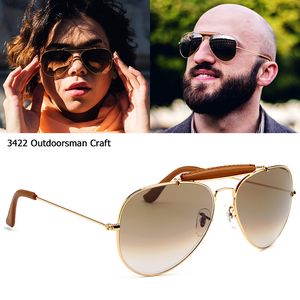 Jackjad vintage clássico 3422 outdoorsman artesanato estilo óculos de sol de couro 2021 marca lente de vidro óptico óculos de sol 220216