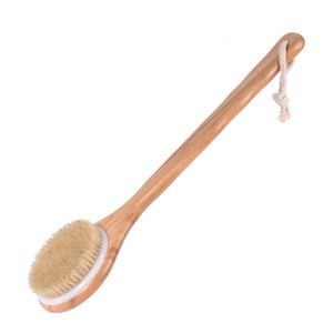 40 cm longo natural punho de bambu bristle escova de corpo massageador escovas macias banho chuveiro back spa scrubber