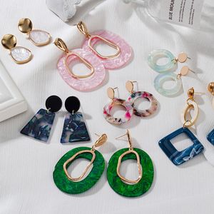 Uttalande koreanska mode akryl dangle för kvinnor droppe geometriska örhängen smycken 2021 trend varm hel