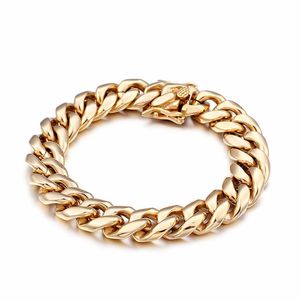 22cm Chiny Gold Link Chain Bransoletki dla mężczyzn Ze Stali Nierdzewnej Srebrna Bransoletka Męskie Akcesoria Biżuteria Link