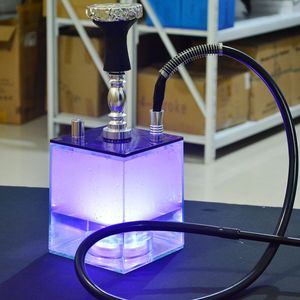 Akrylowa fajki z LED Light Glass Bong Shisha Water Pipe obejmuje silikon BowlPippe Hose Nargile Chicha Przezroczyste fajki