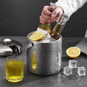 Wholesale large buckets resale online - Ice Buckets And Coolers Stainless Steel Insulated Bucket Cube Container Round Double Tier With Tongs Lid Handle Kitchen Large Capacity