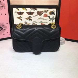 Designer Luxury Handväskor Purses Kvinnor Väska Marmont Quilting 446744 Små axelväskor Svart läder Matelassé Mini Kedjestorlek: 22 * ​​13 * 4cm