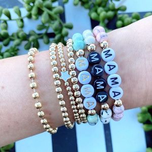 Mama Strands Bracelet Natural Stone Beaded Stretch Bracelets for Women Fashion Jewelry Will and Sandy Black Green