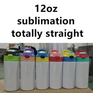 TOTALLY STRAIGHT 12 oz Sublimation Kids Mugs Wholesale Stainless Steel Water Bottles Double Insulated Tumblers Heat Transfer Sports Chlidren Drinking Cups A12