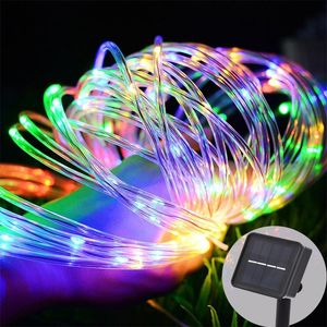 Zonne-lampen 100LED String Fairy Lights10m Waterdichte touw buis LED Strip Outdoor Garden Xmas W Party Decor Lighting