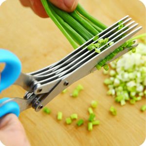 Stainless Steel 5 Layers Scissors Cooking Tools Kitchen Accessories Blue/Green Colors Knives Sushi Shredded Scallion Cut Herb Spices