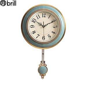 Luxury Pendulum Clock Wall Home Decor Creative Clocks Large Living Room Metal Reloj De Pared Swingable Antique Style