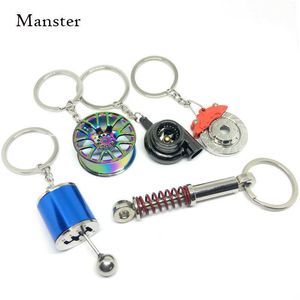 Nya Auto Parts Keychain Shock Absorber Bromsskiva Turbo Laddare Keychain Multicolor Valfri Födelsedaggåvor Metallstil för män G1019