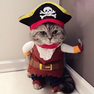 Cat Costumes Pet Costume Pirate Dog And Clothes Suit Clothing For Cats Party Dress Up Halloween Cosplay Hat