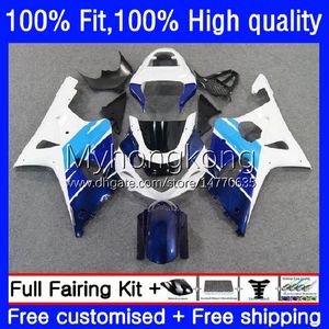 Feedings de molde de injeção para Suzuki GSX-R1000 GSXR1000 K2 00-02 Bodywork 24no.27 GSXR Branco Azul 1000 CC 1000cc 00 01 02 GSXR-1000 2000 2000 2002 Bodys OEM da motocicleta