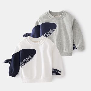 Hoodies Sweatshirts Boys Kids Sweatshirt för höst Vår Långärmad Cartoon Whale Barn Tops Pullover Kläder