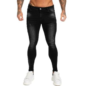 Gingtto marca jeans homens estiramento calças de cintura alta homens skinny jeans preto clássico algodão denim confortável comprimento total suave zm12 210320