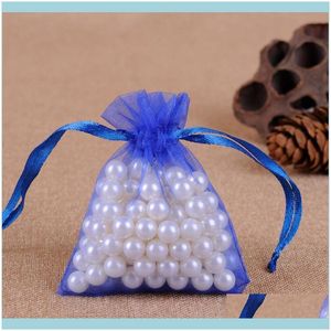 Beutel Verpackung Display Schmuck Großhandel 7x9 cm Gemischte Organza Schmuck Hochzeit Party Gunst Weihnachtsgeschenk Taschen Lila Blau Gelb Schwarz mit D