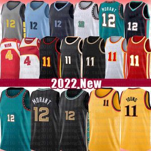 Баскетбольные майки Ja Morant Trae Young Spud Webb 2022 Мужские рубашки Vintage Jersey 12 11 4