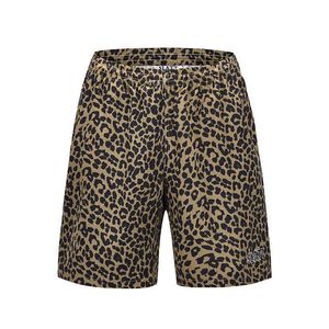 Pantaloncini da uomo Slatt cordino elastico in vita in tessuto di cotone Pantaloncini leopardati sciolti da skateboard hip hop di tendenza street americana