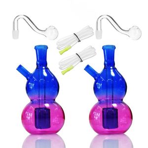 Gourd colorido em forma de tubulação inteira de fumo SHISHAHAH de vidro de vidro de vidro tubulações de vidro cinzas para Bong Perccolater Bubbler Burner com acessórios de tigela de tabaco