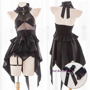 Nxy sexy set preto lindo casamento com raiva backless swallowtail vestido anime cosplay lingerie cais de sedução borda de halloween trajes para as mulheres 1210