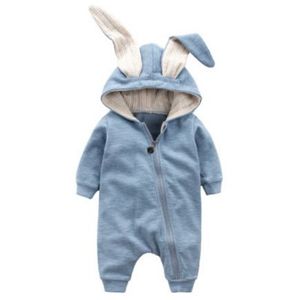 Vestiti delle ragazze dei ragazzi Pagliaccetti con cappuccio per bambini nati Abbigliamento infantile Costume da orecchio di coniglio carino Tuta Outfit 211011