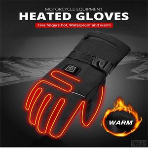 Winter Gloves Heated Waterproof Guantes Moto Touch Screen Battery Powered Motorbike Racing Riding 220106