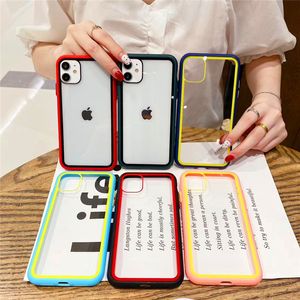 Dual Color Clear Phone Case Ultra cienkie akrylowe tylne pokrywa przezroczysta ochraniacz do iPhone 13 13Pro max 12 12Pro 11 11Pro x xr xs max 7 7P 8Plus