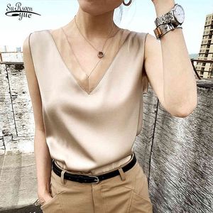Summer Elegant Tunic Women's Black Blouses Vintage Office Plus Size Satin Silk Blouse Basic Chiffon Tops Shirt for Women 13573 210521