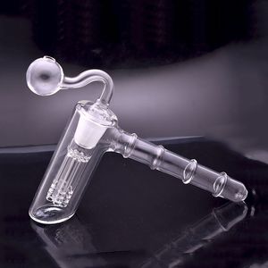 Erkek Cam Yağ Burner Borular Ile Çekiç Şekli 6 Silah Ağacı Filtresi Percolator Bubbler Recycler Oil Rig 18mm Ortak Kül Catcher Bong DHL Ücretsiz