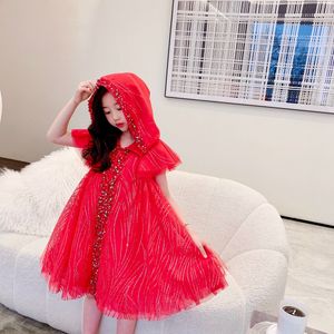 Tops quality Kids Girls Dress Summer Children Pageant Gown Princess Wedding Dress For Baby Girl Red Party Clothes