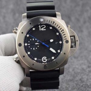 Lyxklassisk PAM00614 Automatisk rörelse Ingen Kronograf 47mm Män Klock Roterande Bezel Silver Färg Stålfodral Svart Gummi Rem