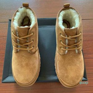 Top Winter Wool Shoe Men Kvinnor Stövlar Suede Herrarna Classic Shoes Series Straps Casual Warm Mini Boot Luxury Chestnut