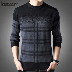 패션 브랜드 스웨터 망 풀오버 두꺼운 슬림 피트 점퍼 니트웨어 모직 겨울 한국식 캐주얼 의류 남자 211018