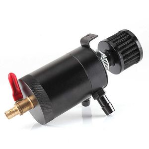 Universal Oil Catch Can Compact Baffled 2-Port Aluminum Reservoir Oil Catch Tank Fuel Tank Parts Two hole breathable Kettle Car