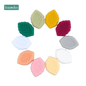 Bopoobo 30pc BPA Free Cartoon Salix Silicone Beads Teething Leaf Bead Baby Product DIY Pendant Gift FREE 211106