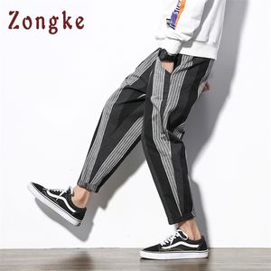 Zongke Pantaloni Harem a righe nere Pantaloni sportivi da uomo Jogger Pantaloni Hip Hop Streetwear Pantaloni da jogging Casual 210715