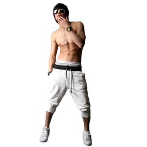 Męskie spodnie Casual Hip Hop Drawstring Moda Spodnie Długość łydki Luźne Summer Size Plus Black Harem Spodnie X0723