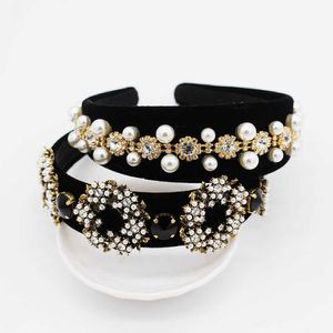 Barock Mode Schwarz Wild Luxus Persönlichkeit Stirnband Neue Barock Vollperle Kreis Geometrie Retro Haarschmuck Stirnband X0722