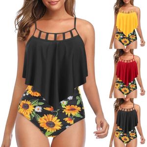 Kobiet stroje kąpielowe Kobiety Sexy Potargane Zestaw bikini Brazylijski Beachwear Specjalny materiał Proste Solidne Garnitury Kąpielowe Swimsuit Słonecznikowy Swimsuit