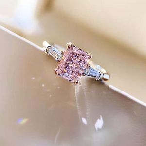 HBP SQUARE Pink Diamond 2 Karat 18K Platinring au750 High Carbon Diamond Simulation Fashion 1