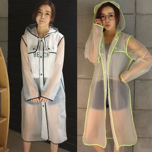 GeekinStyle Новая мода женская прозрачная EVA пластиковые девочки плащ путешествия водонепроницаемая дождевая одежда взрослый пончо открытый дождь 210320