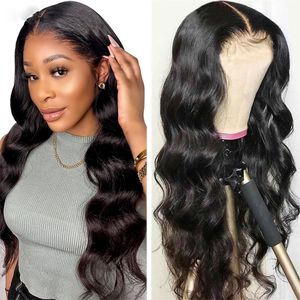 Glueless Brasilian Remy Body Wave 4x4 HD Lace Closure Wig Humain Hace Lace Pärlor