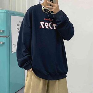 NEPLOHA COREANO 1997 Carta Impresso Moletons Masculinos Outono Casual O Neck Man Baggy Hoodies Oversized Tops Homens Roupas 210728