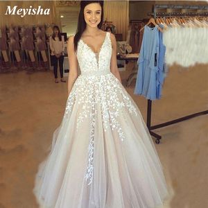 Zj9149 2021 uma linha vestido de noiva espaguete cinta bride vestidos sem encosto princesa longa boho chão vestido