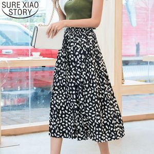 Mode kjol s för kvinnor hajuku hög midja imperium a-line blommig kontor dam Koreansk svart 3564 50 210510