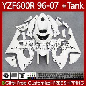 Bodys + 탱크 Yamaha Yzf600R Thundercat Yzf 600R 600 R 96-07 Bodywork 86NO.28 YZF-600R 96 97 98 99 00 01 02 07 YZF600-R 1996 광택 화이트 2003 2004 2005 2006 2007 Fairing