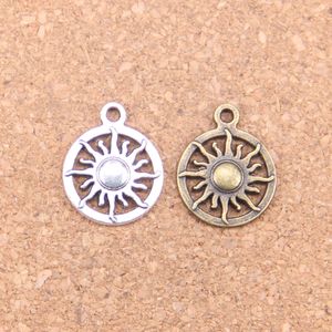 100pcs Antique Silver Bronze Plated sun sunburst Charms Pendant DIY Necklace Bracelet Bangle Findings 16mm